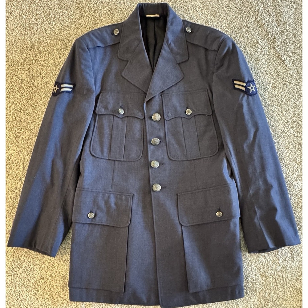 WWII US Air Force Blue Dress Uniform Jacket USAAF 1940's Military Brass Buttons